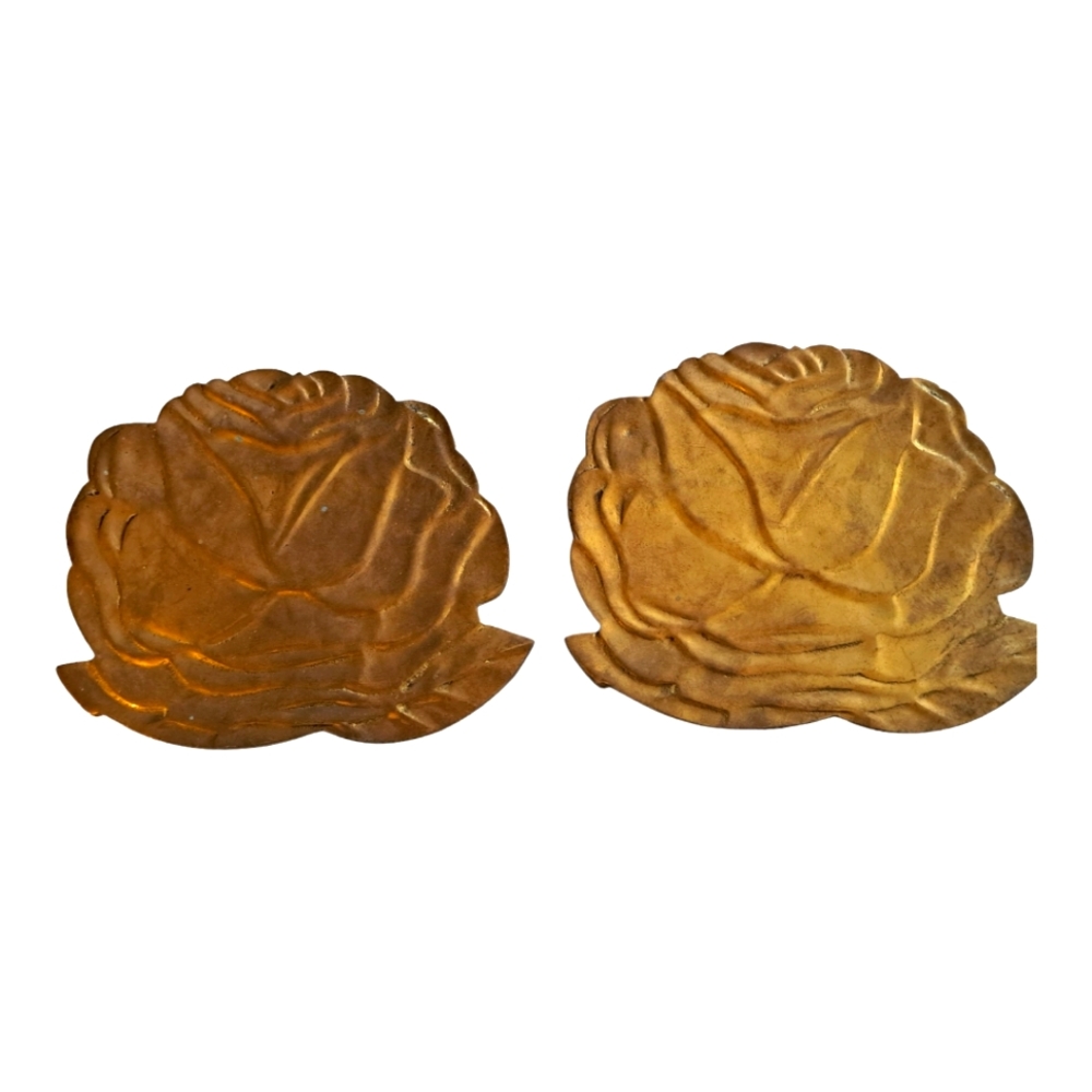 Vintage Brass Rose Trivets - set of 2